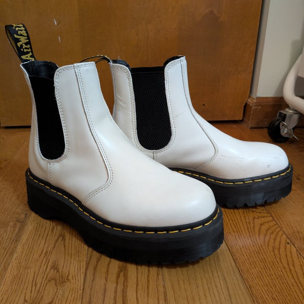Dr. Doc Martens White Chelsea Boots 2976 Quad